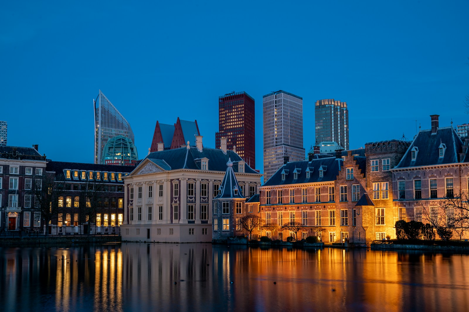 a view of a city at night from across the water